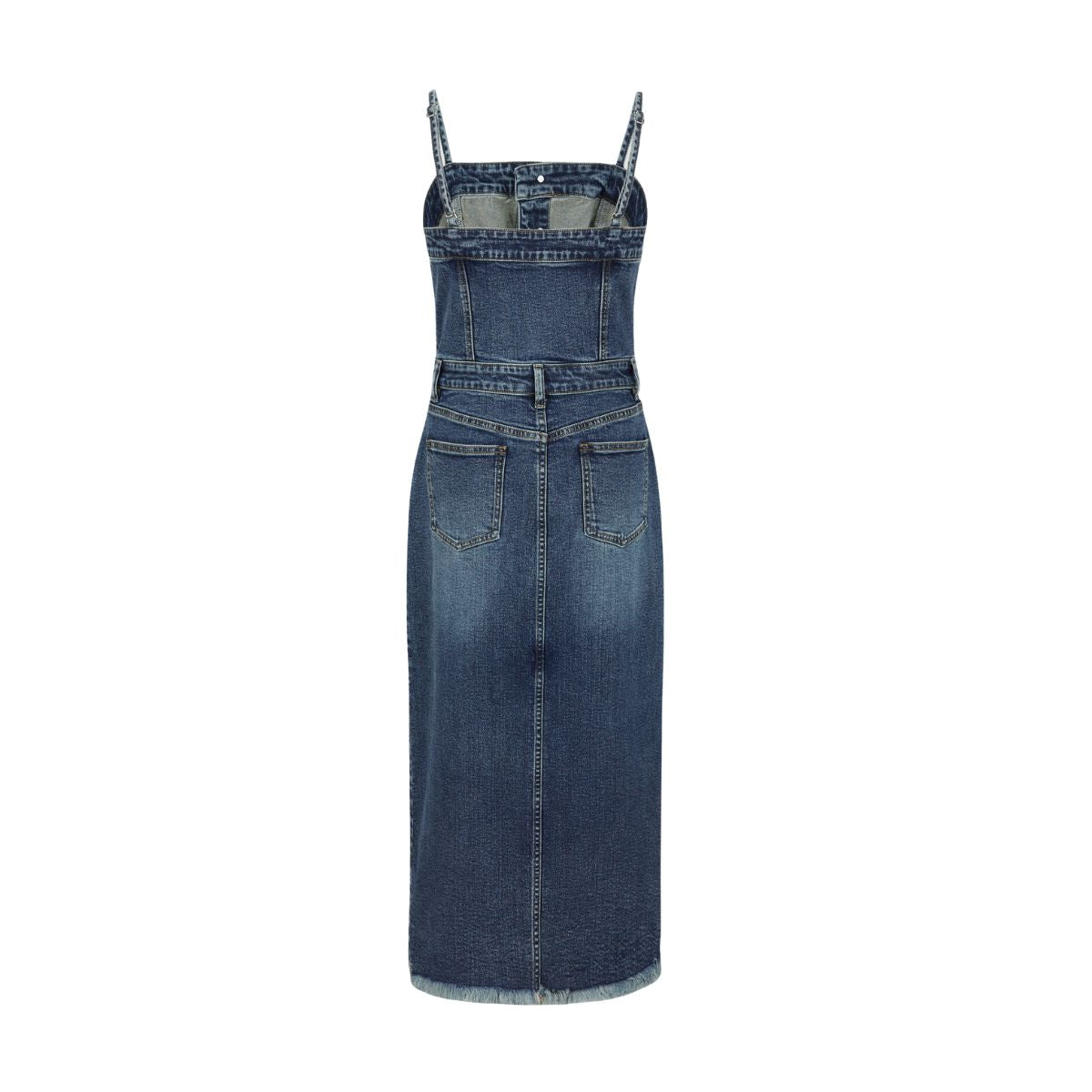 Spaghetti Strap Denim Bustier Midi Dress