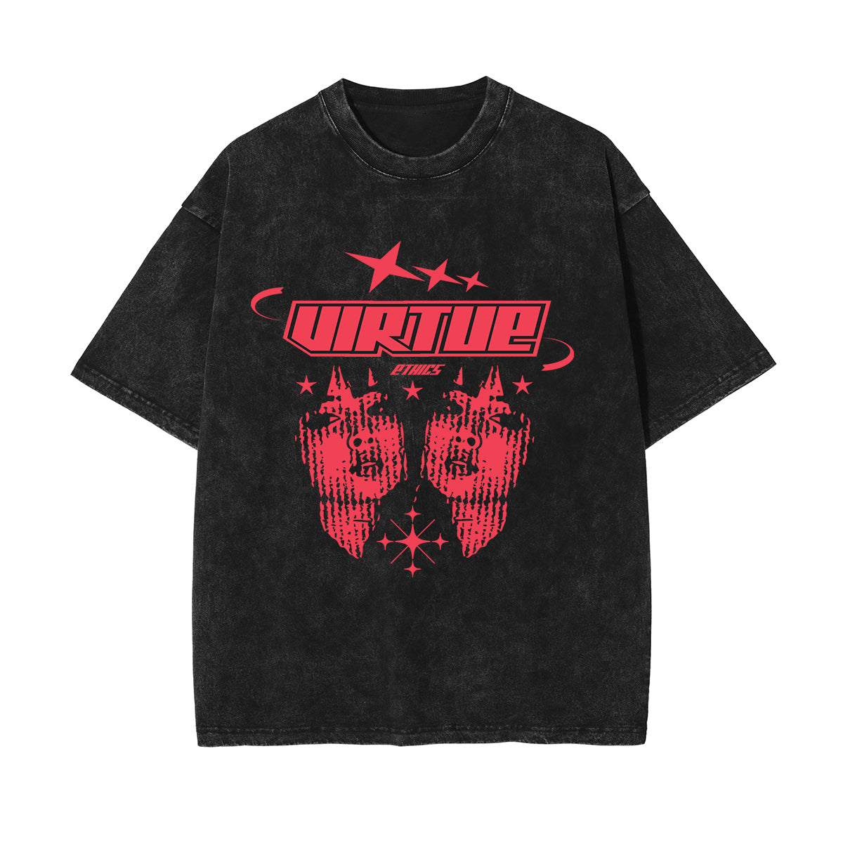 Virtue Stone Wash Graphic Tee-INNBLAC Fashion Apparel