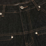 Cuffable Hem Contrast Patch Denim Pants