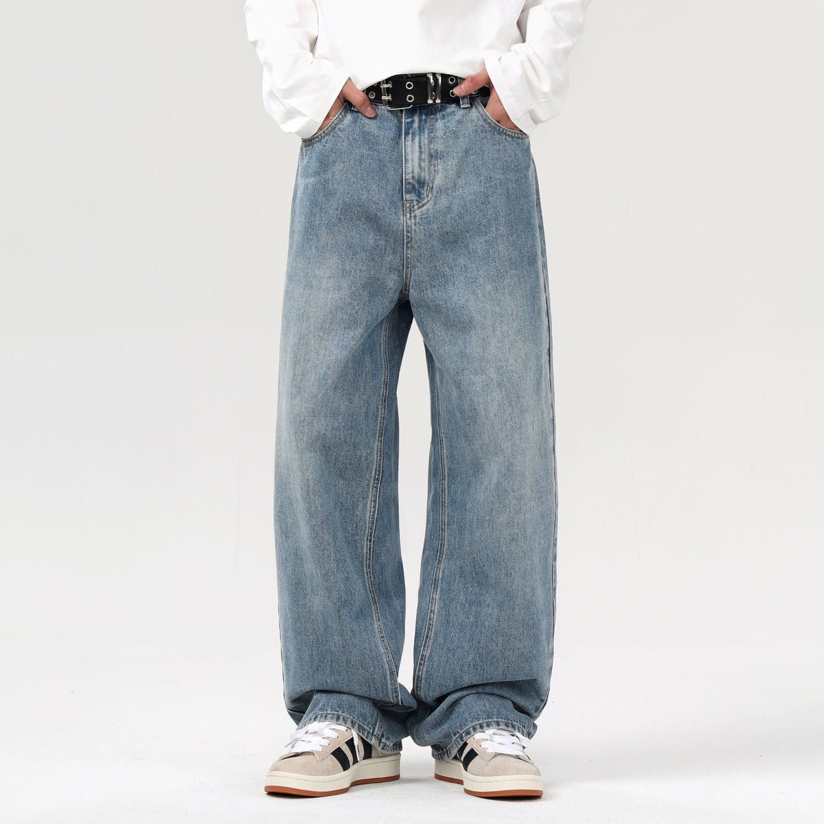 Washed Vintage Blue Boyfriend Jeans-INNBLAC Fashion Apparel