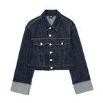 Roll-Up Sleeves Cropped Denim Jacket