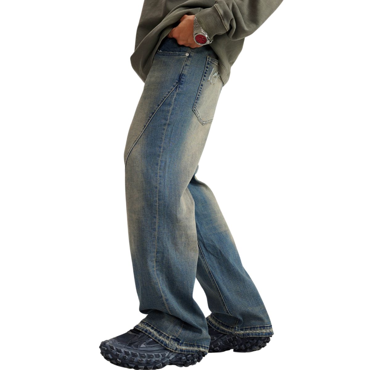 Washed Baggy Bootcut Jeans-INNBLAC Fashion Apparel