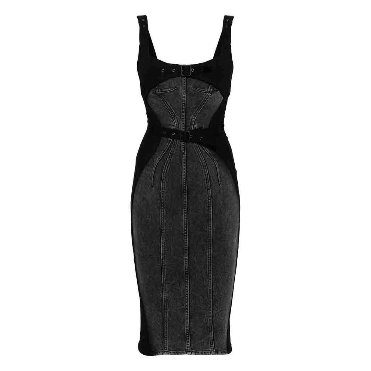 Women's Panelled Denim Midi Dress