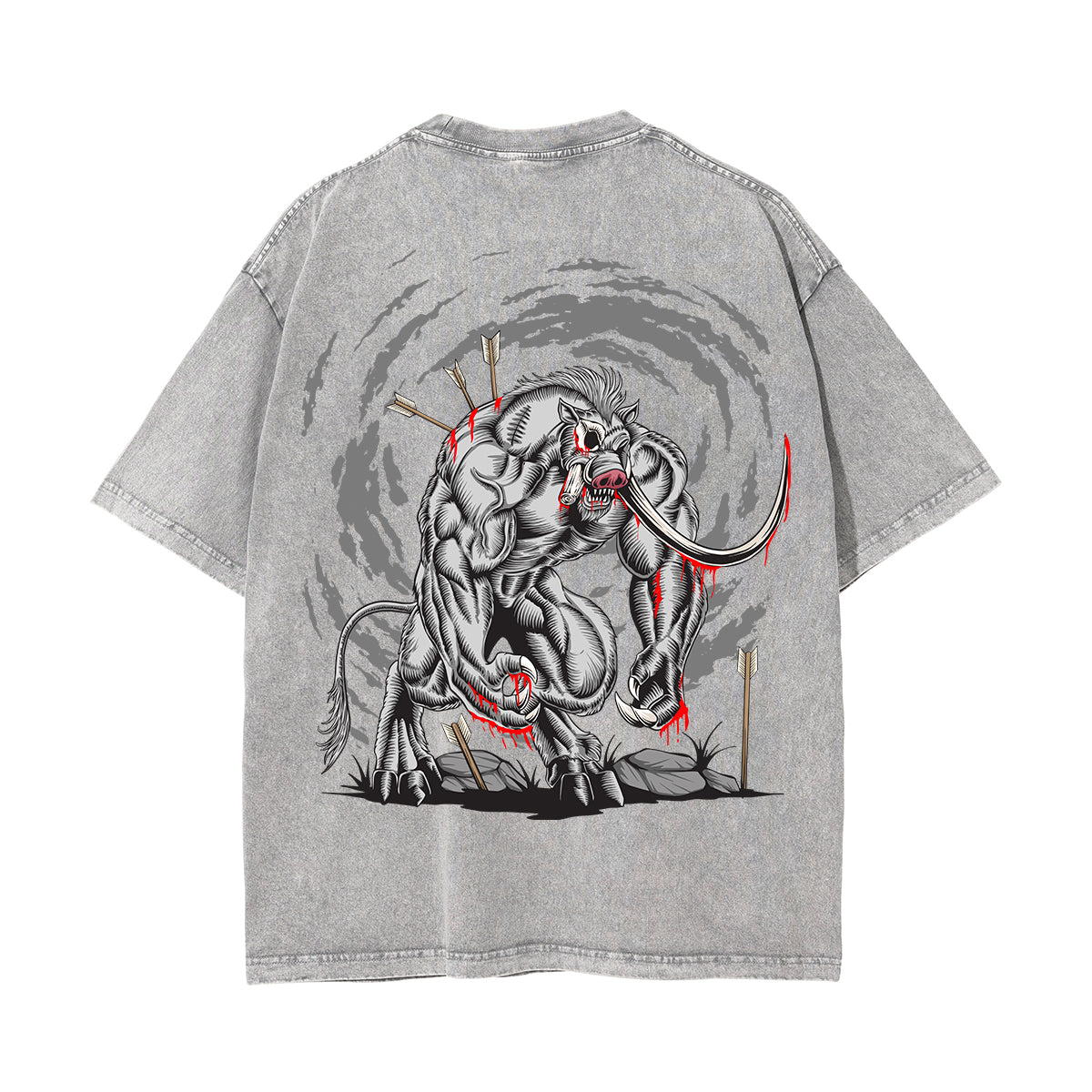 The Wounded Beast Graphic Washed Tee-INNBLAC Fashion Apparel