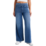 Women's Vintage Whiskered Wide Leg Jeans Stretchy Casual Pants