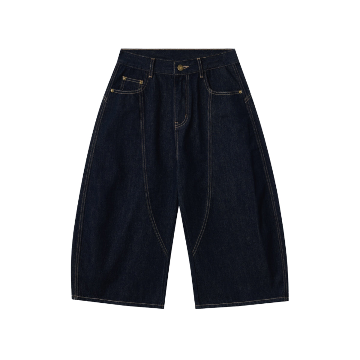 Patchwork Wide-Leg Cropped Denim Jeans