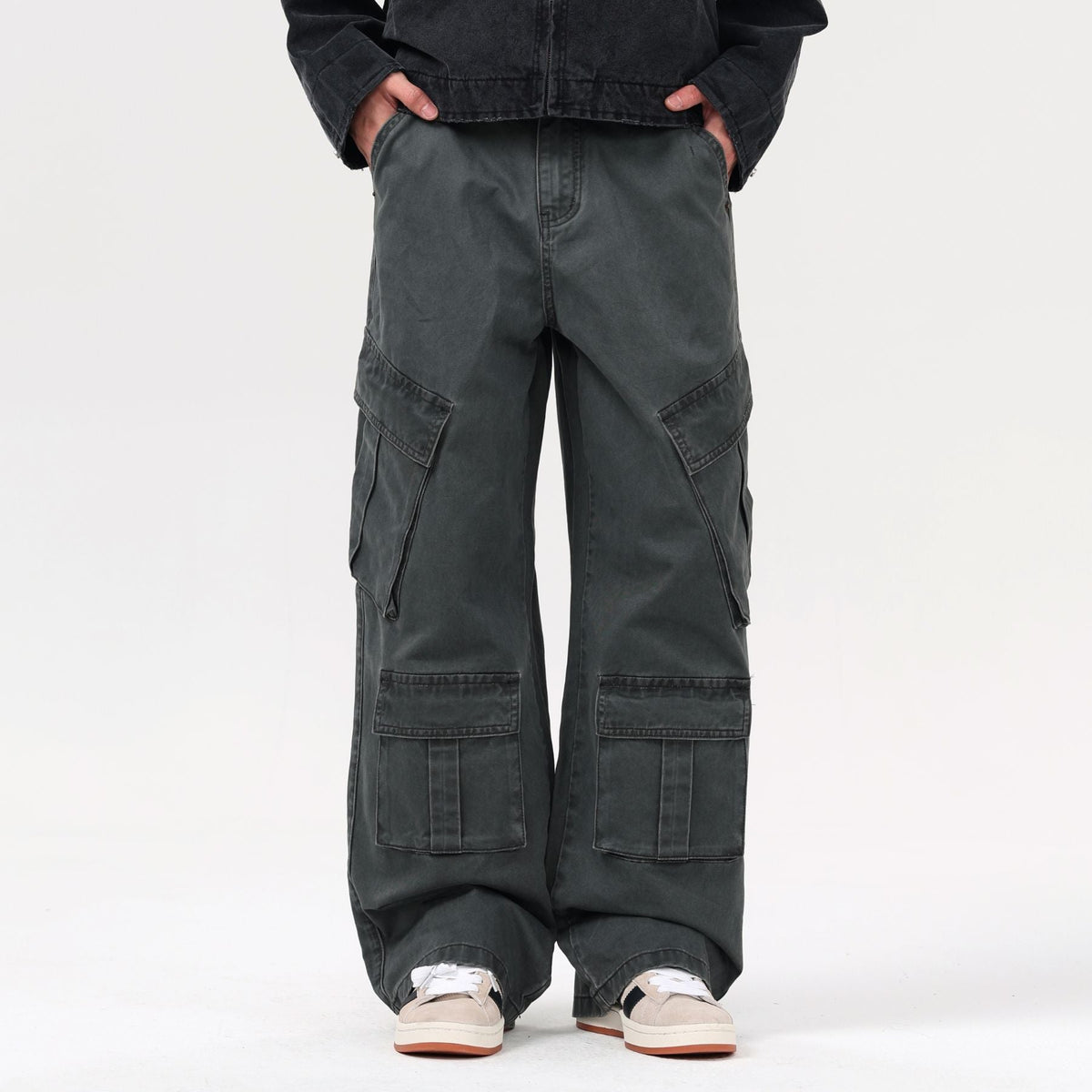 Vintage Washed Baggy Cargo Pants-INNBLAC Fashion Apparel