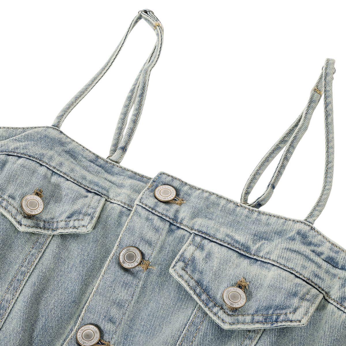 Vintage Washed Strappy Denim Mididress