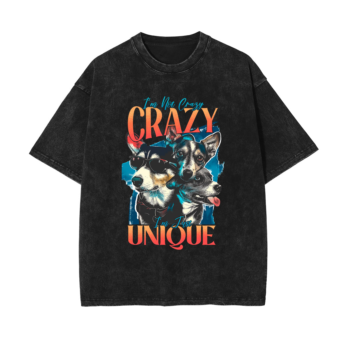 Unique Dogs Stone Wash Graphic Tee-INNBLAC Fashion Apparel