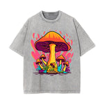 Mushroom Washed Graphic Tee-INNBLAC Fashion Apparel