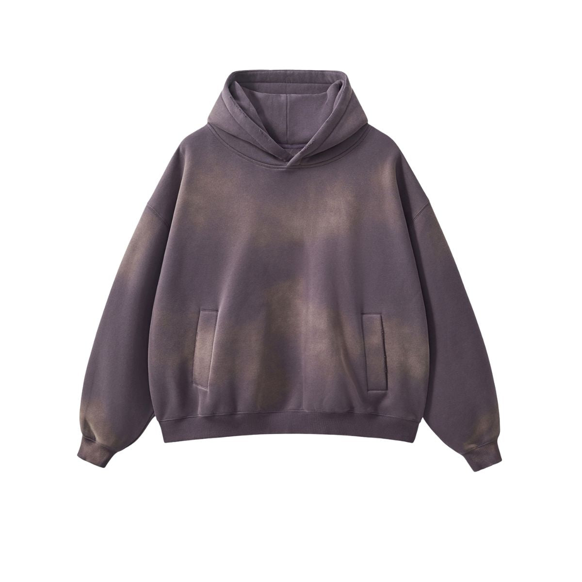 Oversized Spray-Bleach Distressed Fleece Hoodie