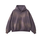 Oversized Spray-Bleach Distressed Fleece Hoodie