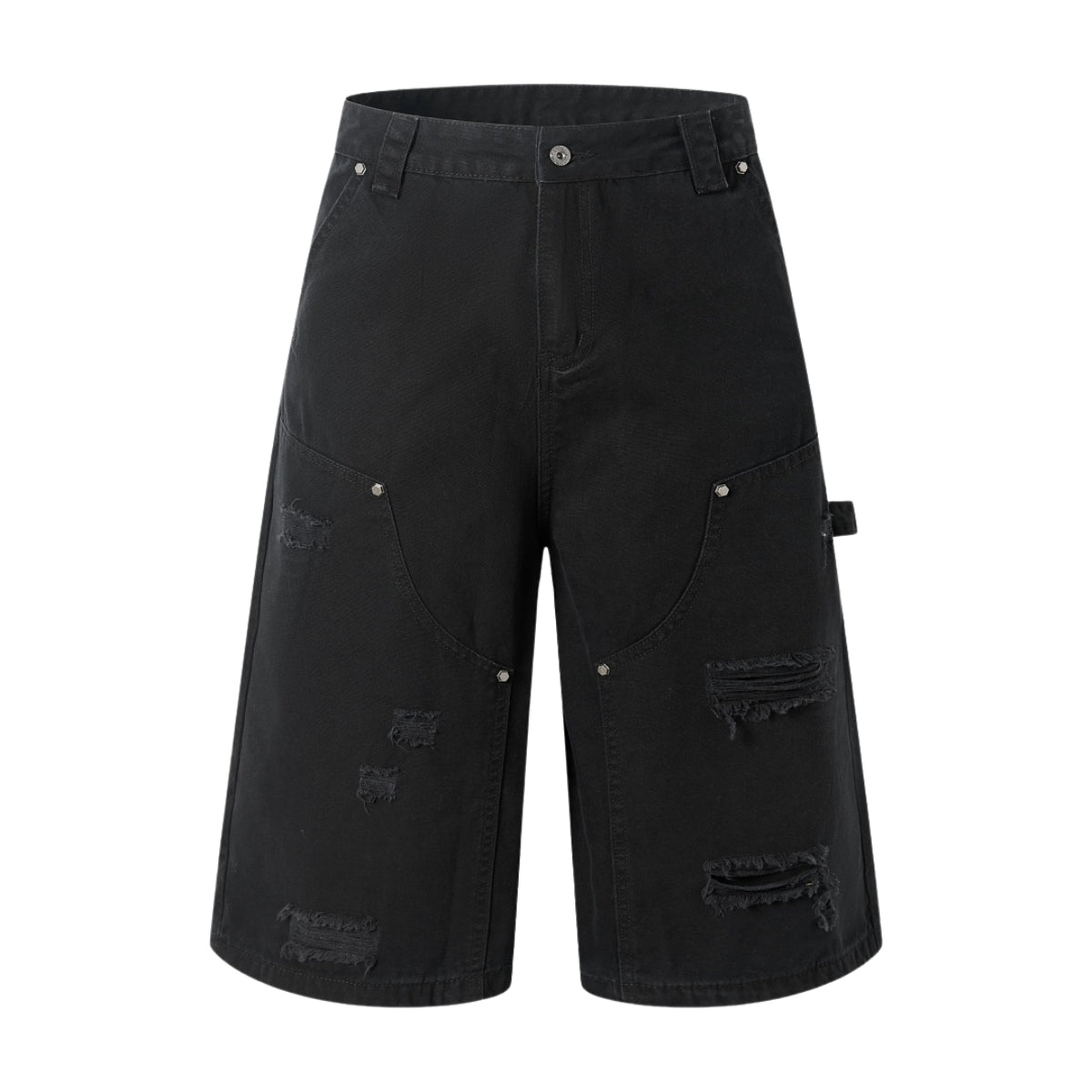 Vintage Washed Distressed Utility Bermuda Shorts