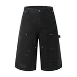 Vintage Washed Distressed Utility Bermuda Shorts