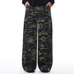 Camo Military Workwear Wide-Leg Cargo Utility Pants
