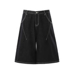 Raw Denim Deconstructed Wide Leg Denim Shorts