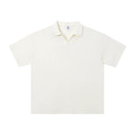 Retro Boxy Wool Blend Seagull Collar Polo Shirt