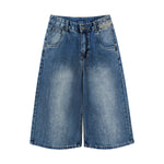 Retro Washed Denim Wide-Leg Bermuda Short