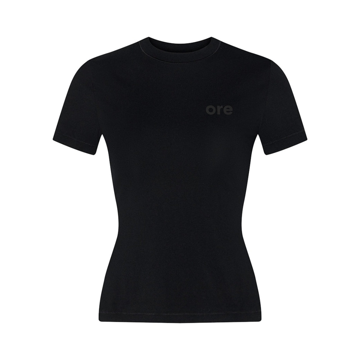 Women's Black Slim-Fit Stretch Crew Neck ShortSleeve Tee