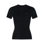 Women's Black Slim-Fit Stretch Crew Neck ShortSleeve Tee