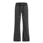 Washed Vintage Patchwork Flared Relaxed Straight-Leg Jeans