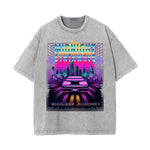 Midnight Synthwave Graphic Washed Tee-INNBLAC Fashion Apparel