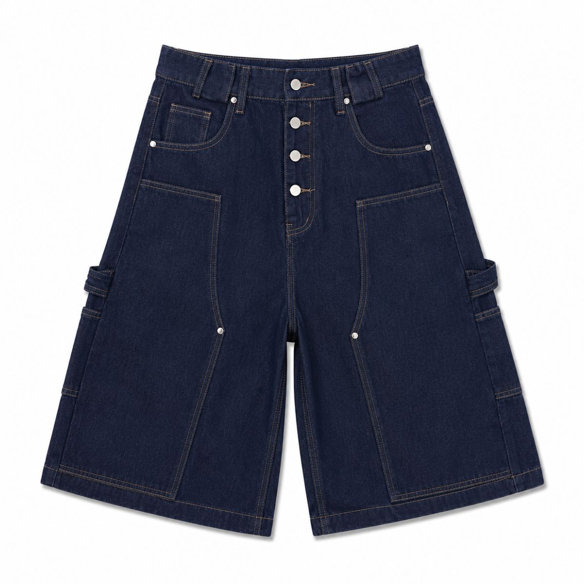 Raw Indigo Utility Denim Shorts