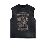 Paris Dakkar Rally Motorcycle Sleeveless Faded Tee-INNBLAC Fashion Apparel