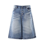Vintage Washed Wide Leg Denim Shorts