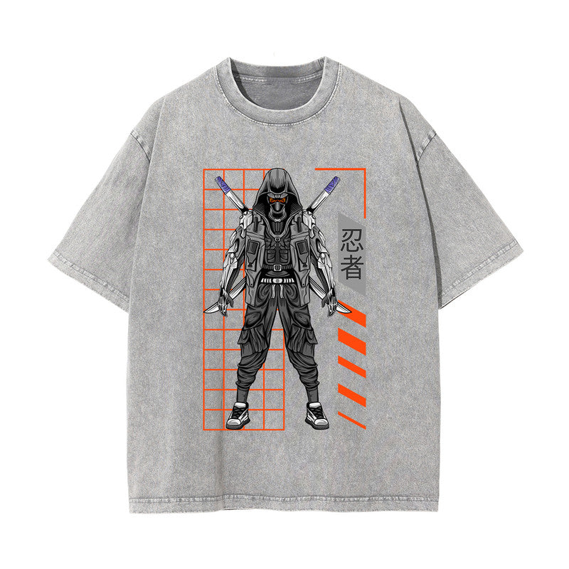 Urban Ninja Stone Wash Graphic Tee-INNBLAC Fashion Apparel