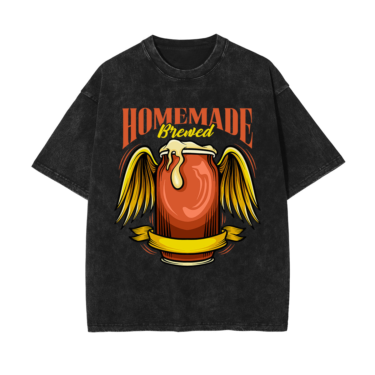 Homemade Brewed Stone Wash Graphic Tee-INNBLAC Fashion Apparel