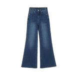 Risen Women's High Rise Washed Flare Jeans