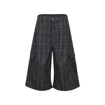 Plaid Multi-Pocket Cropped Cargo Shorts