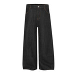 Washed Distressed Wide Leg Denim Jeans