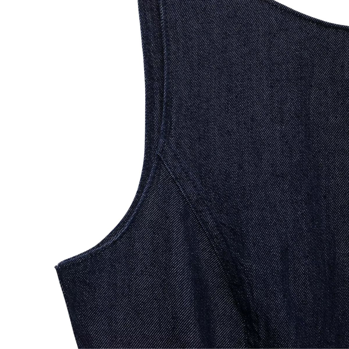 Low-Cut Back Ruffle Mini Denim Dress