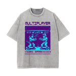 Multiplayer Gaming Stone Wash Graphic Tee-INNBLAC Fashion Apparel