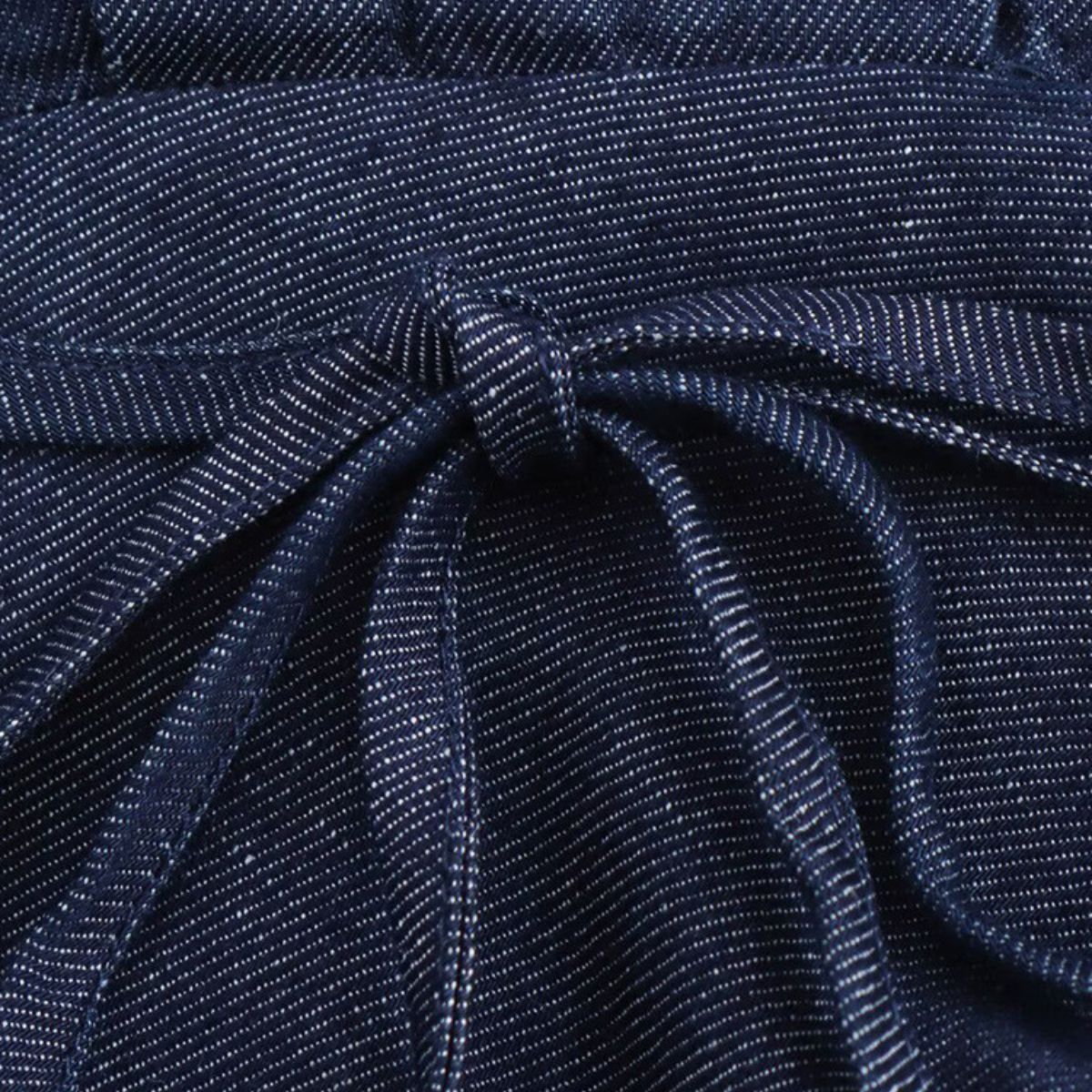 Tie Waist Halter Neck Flared Denim Mididress