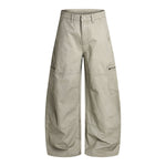 Washed Wrinkled Barrel with Zipper Pockets Cargo Pants