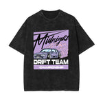 Midnight Drifting Car Drift Stone Wash Graphic Tee-INNBLAC Fashion Apparel