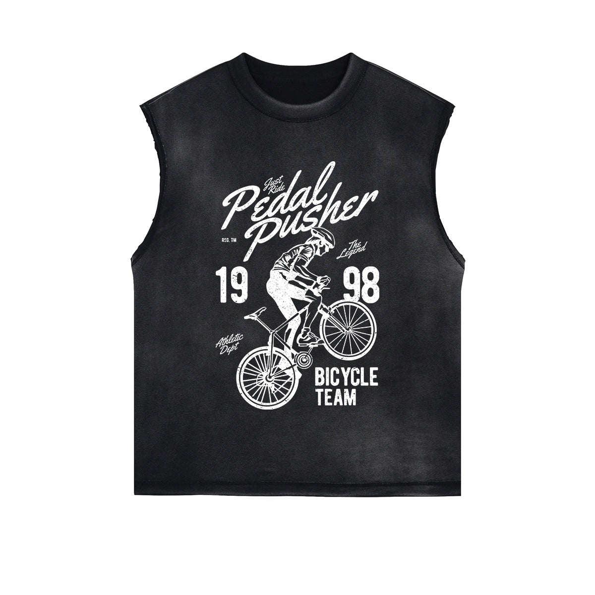 Pedal Pusher Retro Graphic Sleeveless Faded Tee-INNBLAC Fashion Apparel