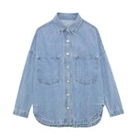 Fashion Lapel Long-sleeved Denim Shirt Jacket