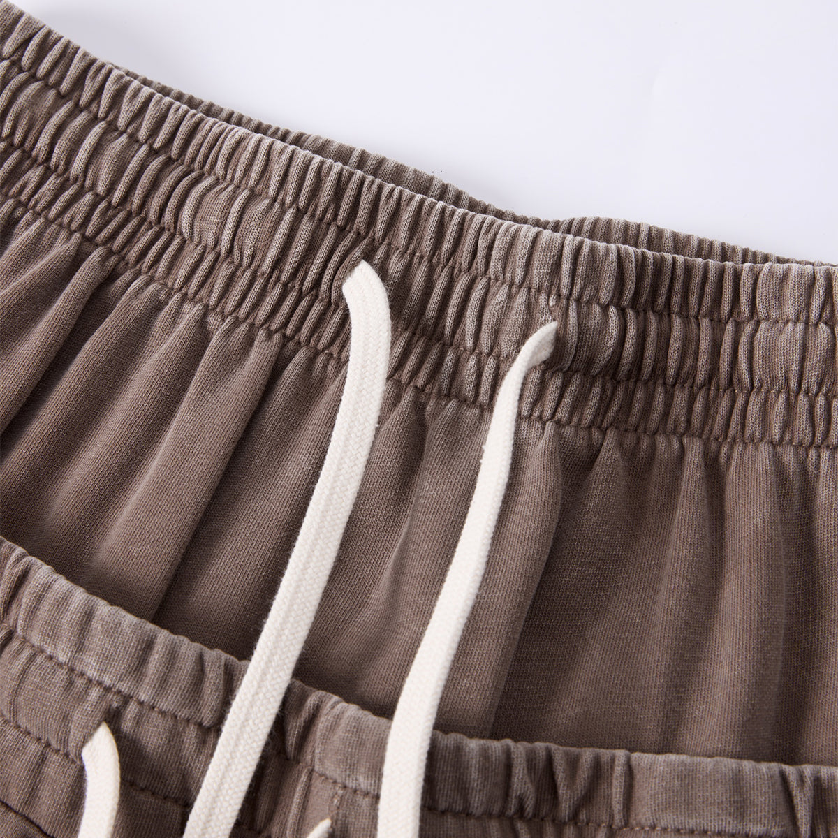 Double Waistband Snow Washed Distressed Shorts