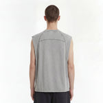 Raw Edge Distressed Studded Sleeveless Tee