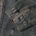 Bold Stitching Distressed Denim Jacket