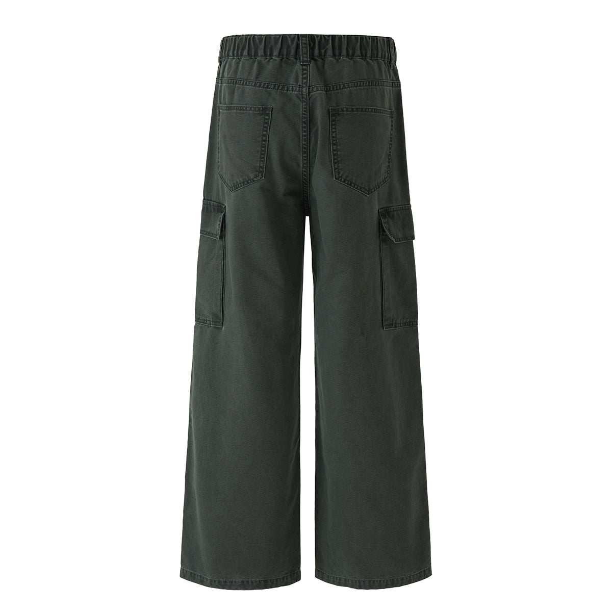 Wide Leg Cargo Pants Elastic Waistband Multi Pocket