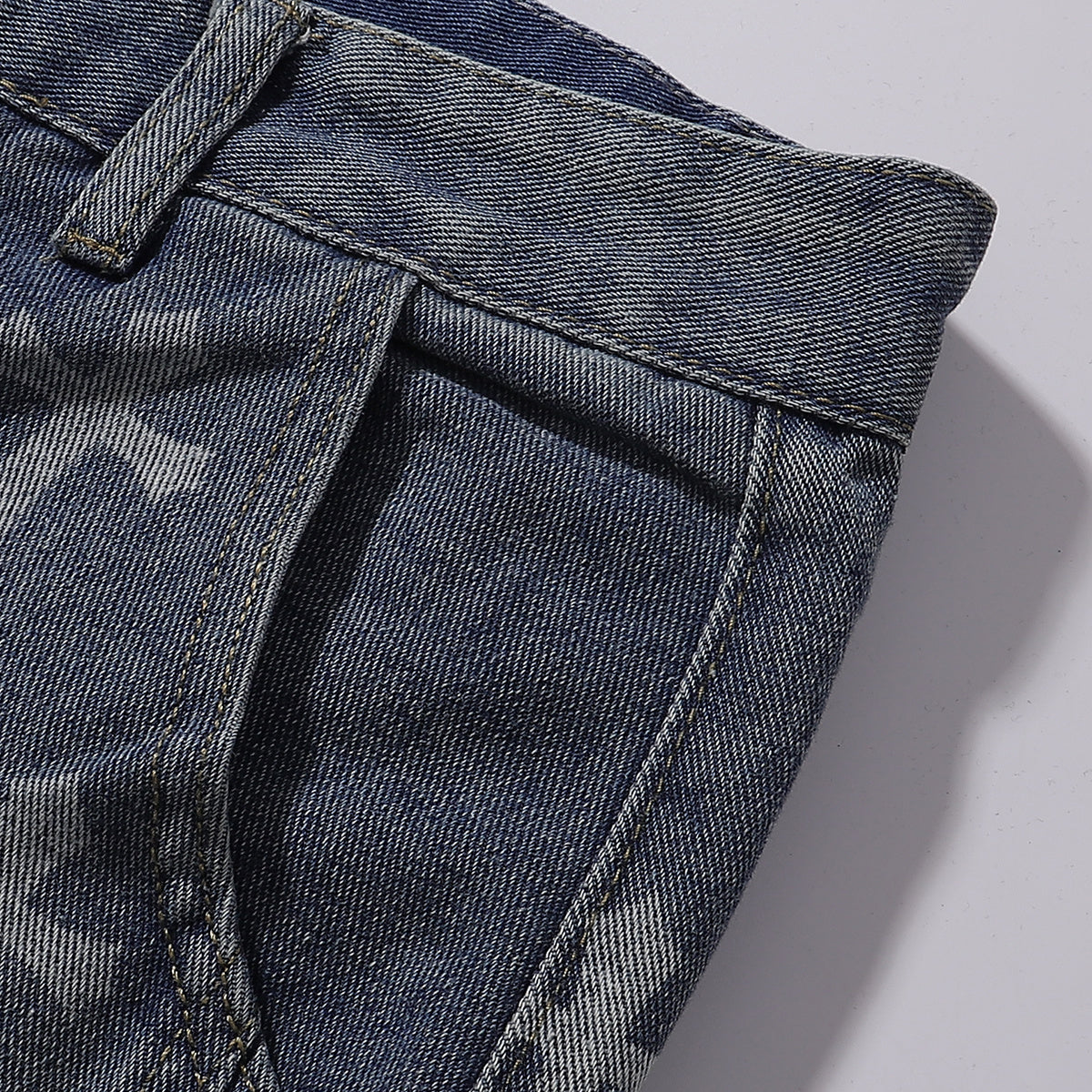 Cross Print Wide Leg Denim Jeans