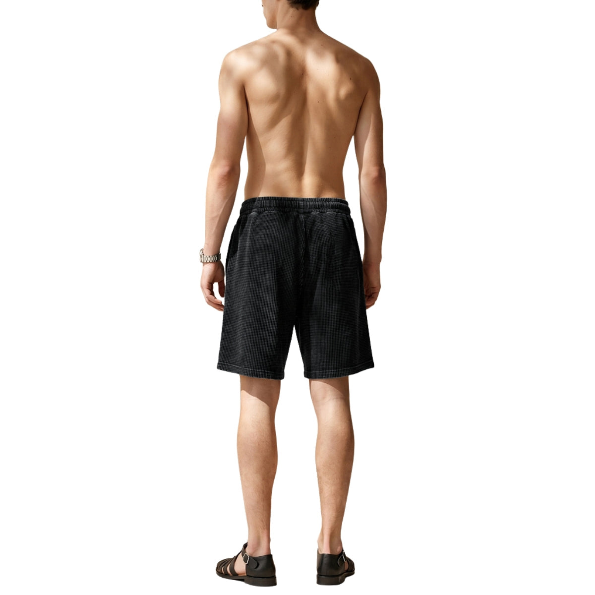 Men’s Vintage Wash Loose Fit Snowflake Waffle Shorts