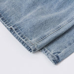 Wrinkled Light Wash Wide-Leg Jeans