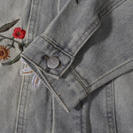 Floral Embroidery Denim Trucker Jacket