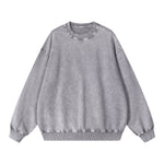 Crew Neck Faded Relaxed Sweatshirt-INNBLAC Fashion Apparel